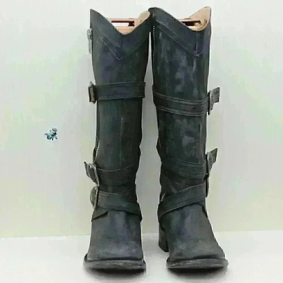 Stetson Women's Black Distressed Leather Tall Riding Zipper Boots Size US 7.5 - Picture 5 of 12